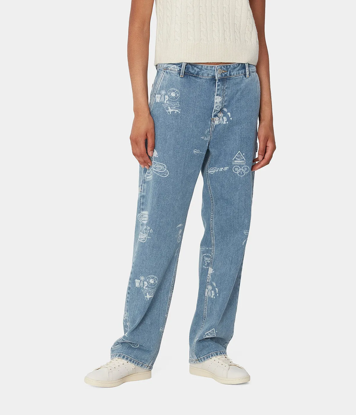 CARHARTT WIP WOMENS MEITLAND STAMP PANT I033742 BLUE BLEACHED