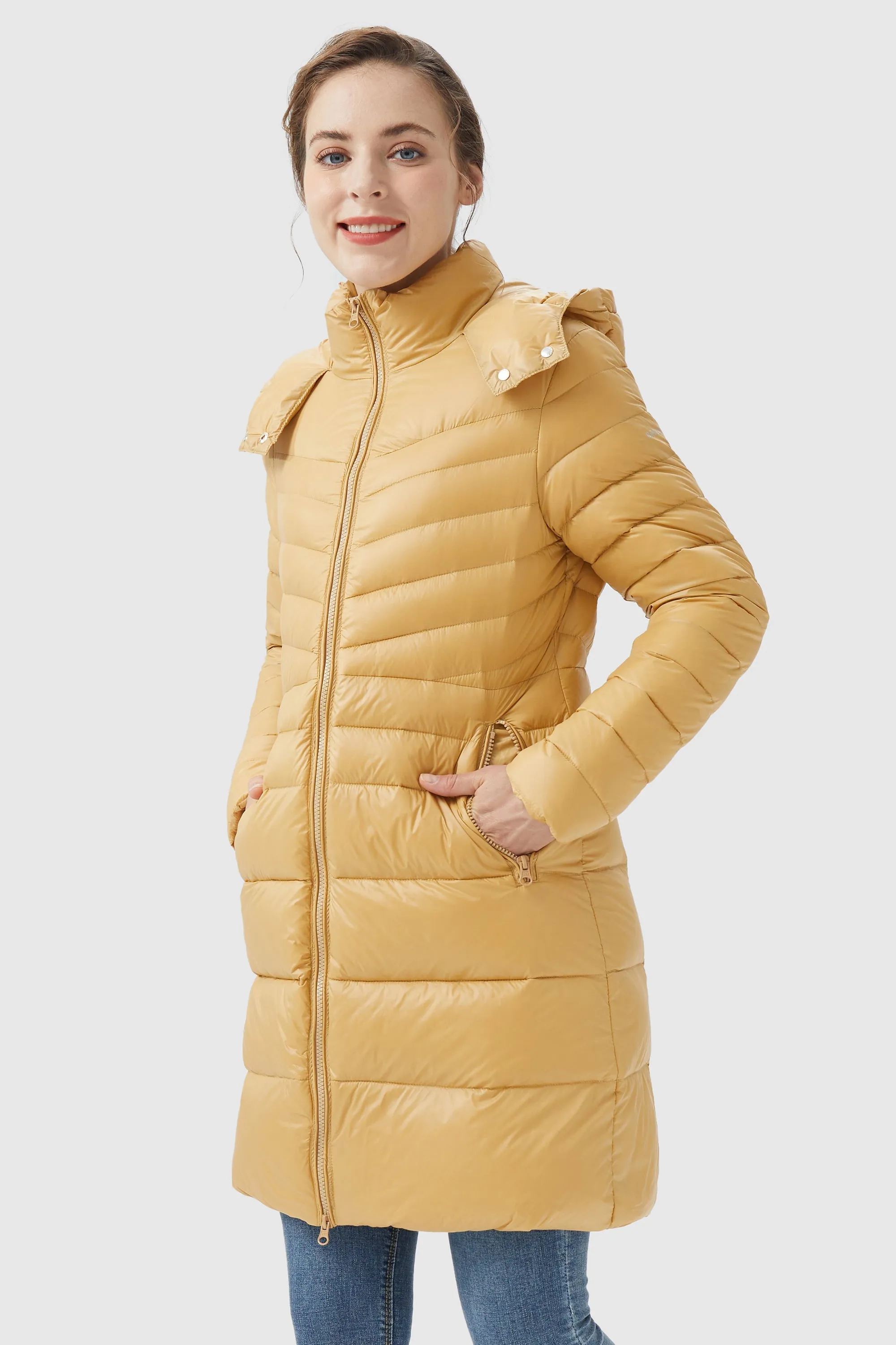 Long Glossy Easy to Carry Light Down Jacket