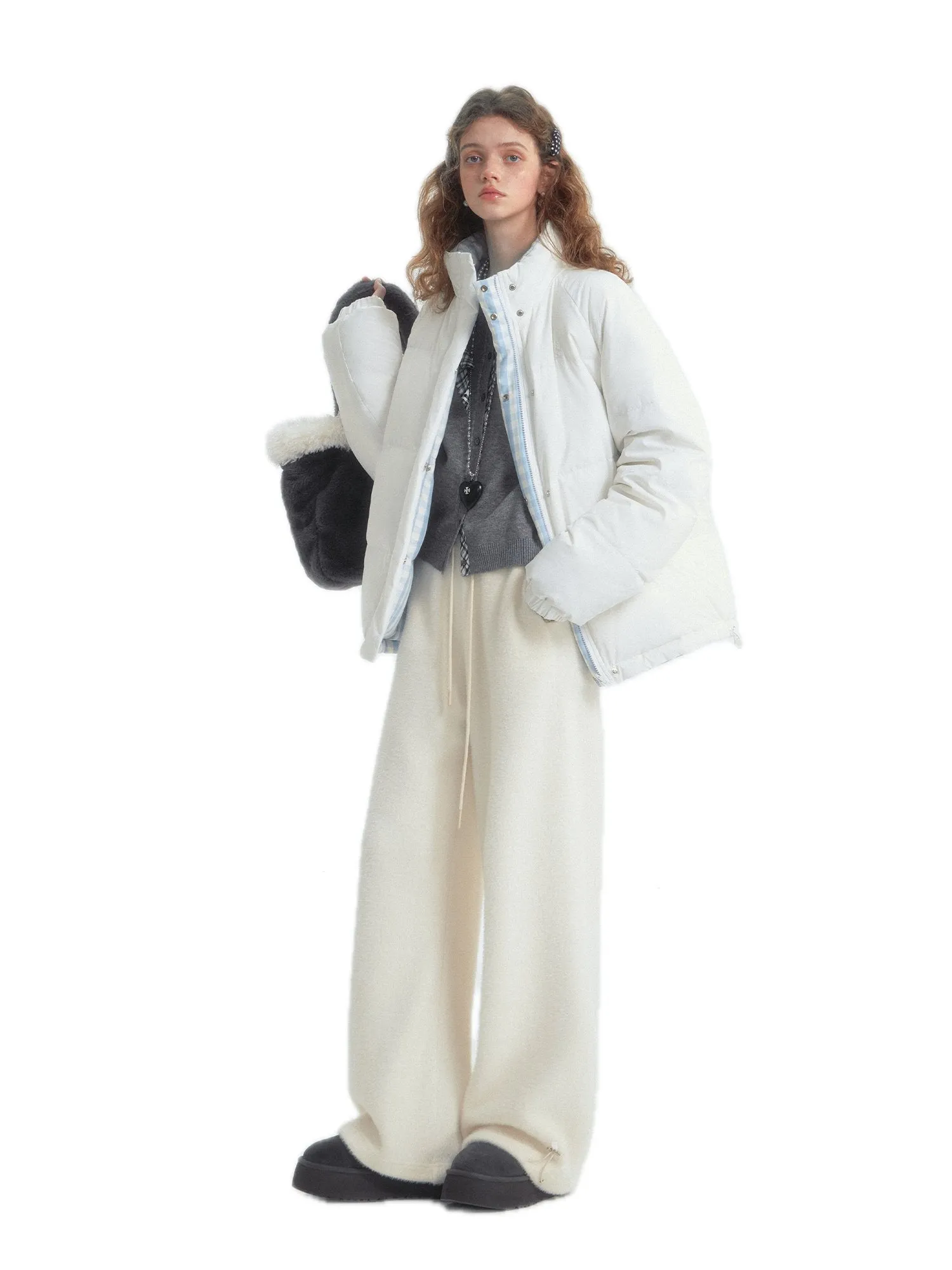 Reversible Shoulder-block Color-block Down Jacket