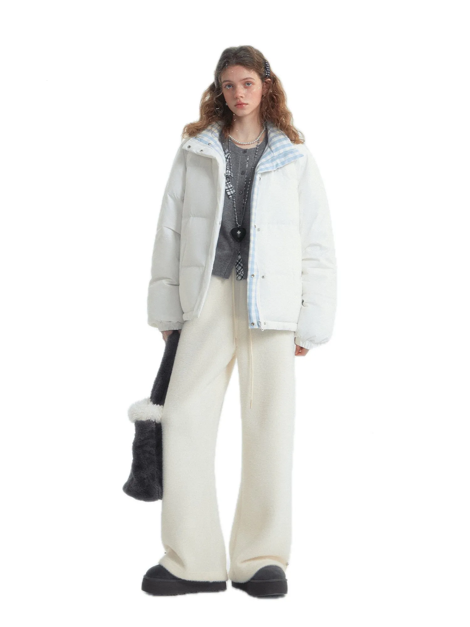 Reversible Shoulder-block Color-block Down Jacket