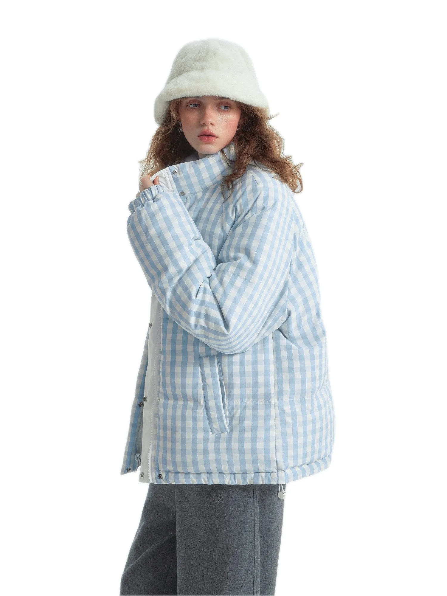 Reversible Shoulder-block Color-block Down Jacket