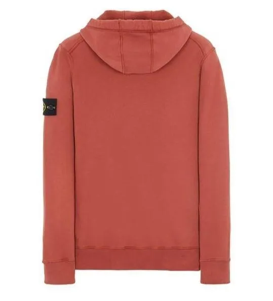 Stone Island Garment Dyed Zip Hoodie Brick Red