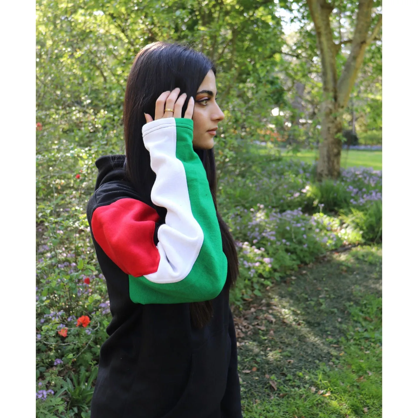 The Palestine Flag Pullover Hoodie (White Outline)